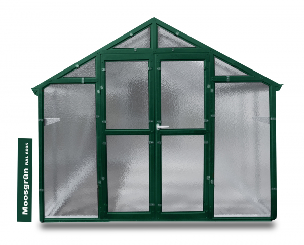 Vario Stahl Gewächshaus Junior 3 Nörpelglas 4mm BxL:249x306cm 7,5m² Grün
